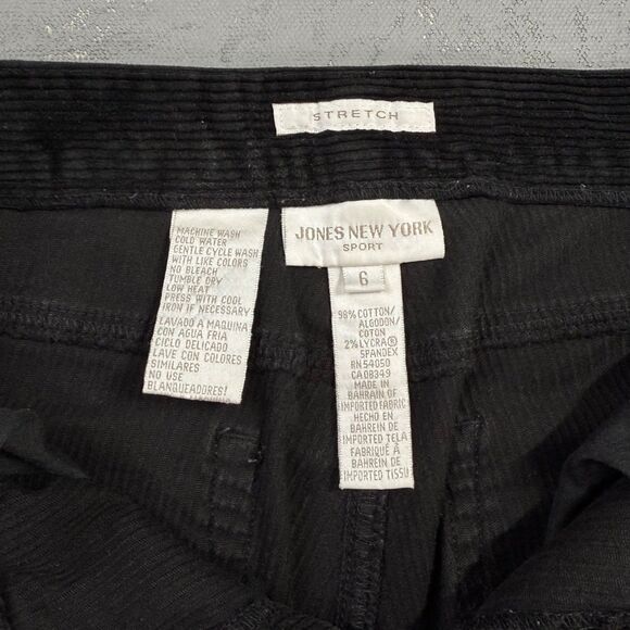 Vintage Jones New York Black Cotton Blend Corduroy Straight Leg Pants Women's 6 - Picture 4 of 6